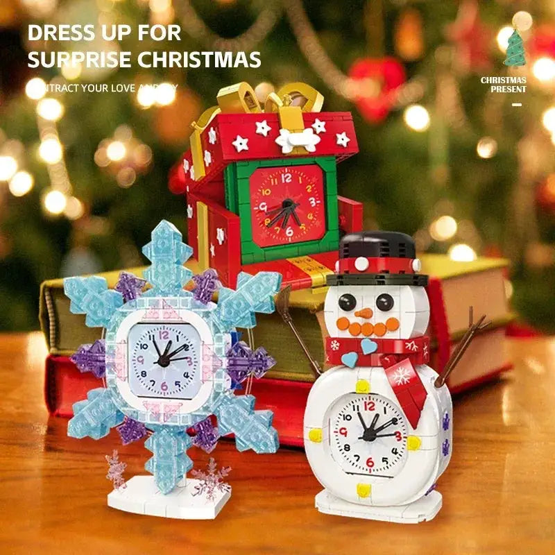 Snowman Snowflake Clock Building Blocks Educational Gift For Kids - ToylandEU