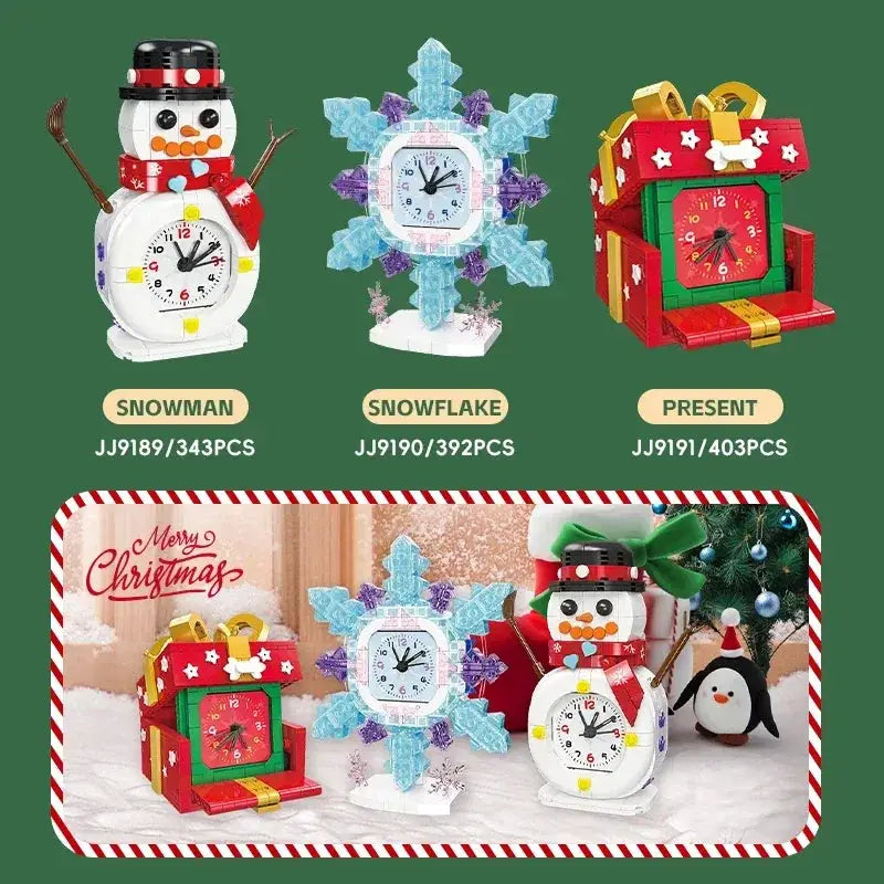 Snowman Snowflake Clock Building Blocks Educational Gift For Kids - ToylandEU