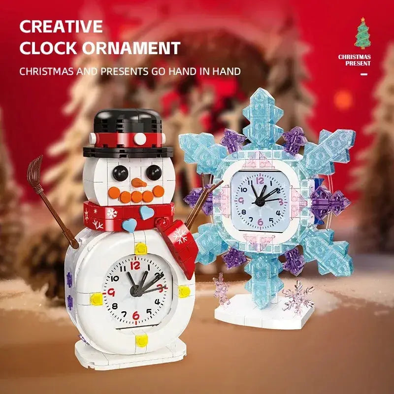 Snowman Snowflake Clock Building Blocks Educational Gift For Kids - ToylandEU