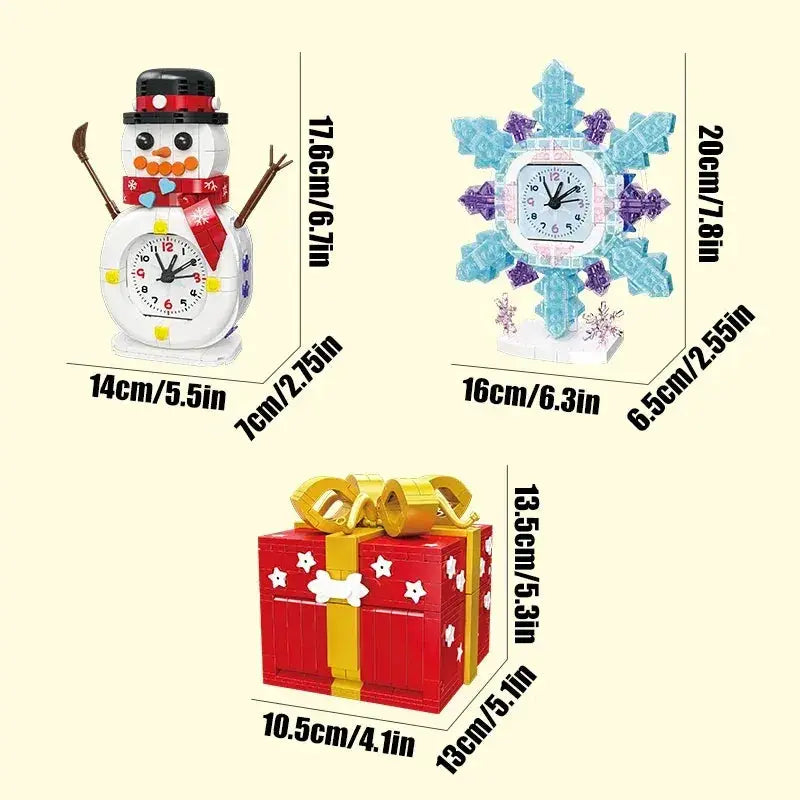 Snowman Snowflake Clock Building Blocks Educational Gift For Kids - ToylandEU