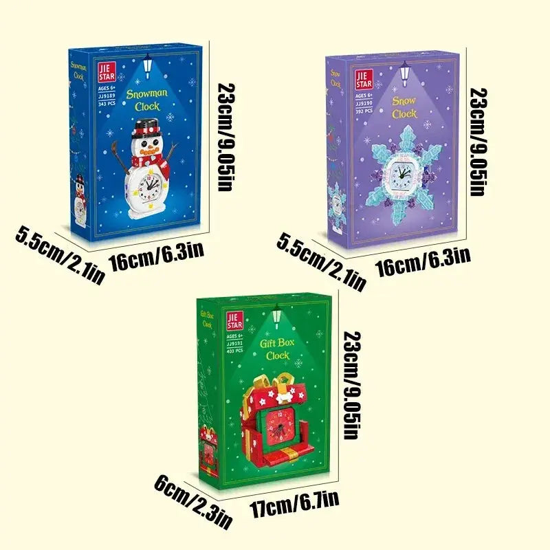 Snowman Snowflake Clock Building Blocks Educational Gift For Kids - ToylandEU