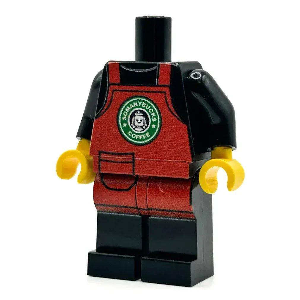 SoManyBucks Coffee Christmas Apron Barista Employee Minifig Body - B3 Customs - ToylandEU