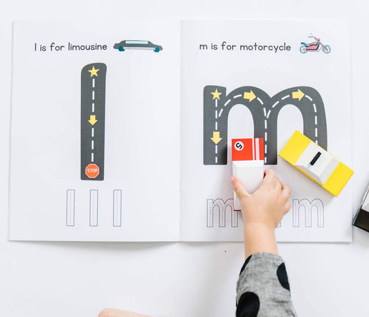 Road Trace Activity Book | Alphabet Number Tracing | Vehicle Theme | Toddlers