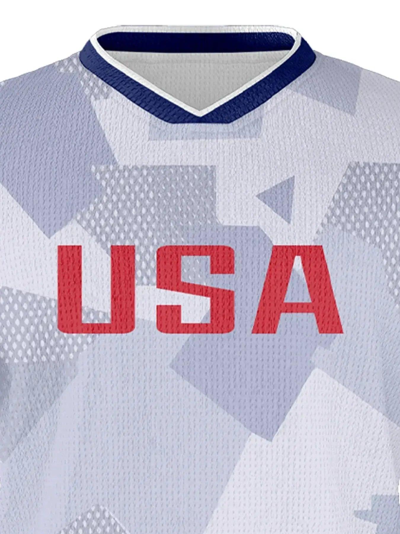  USA Youth Customizable Soccer Jersey Kit With Name & Number, Sublimation Knit Fabric Football Shirt -  ToylandEU™