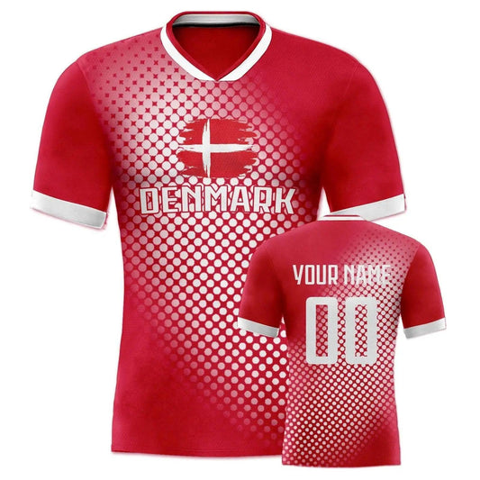  Denmark Customizable National Soccer Jersey with Name, Number, and Polka Dot Flag Design for Fans of All Ages -  ToylandEU™