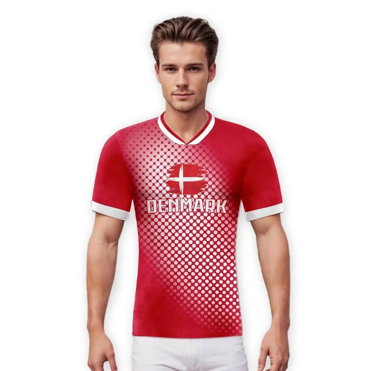  Denmark Customizable National Soccer Jersey with Name, Number, and Polka Dot Flag Design for Fans of All Ages -  ToylandEU™