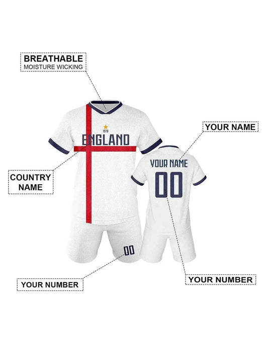  Personalized Kids England Soccer Jersey - Custom Name & Number Sports Training Uniform -  ToylandEU™