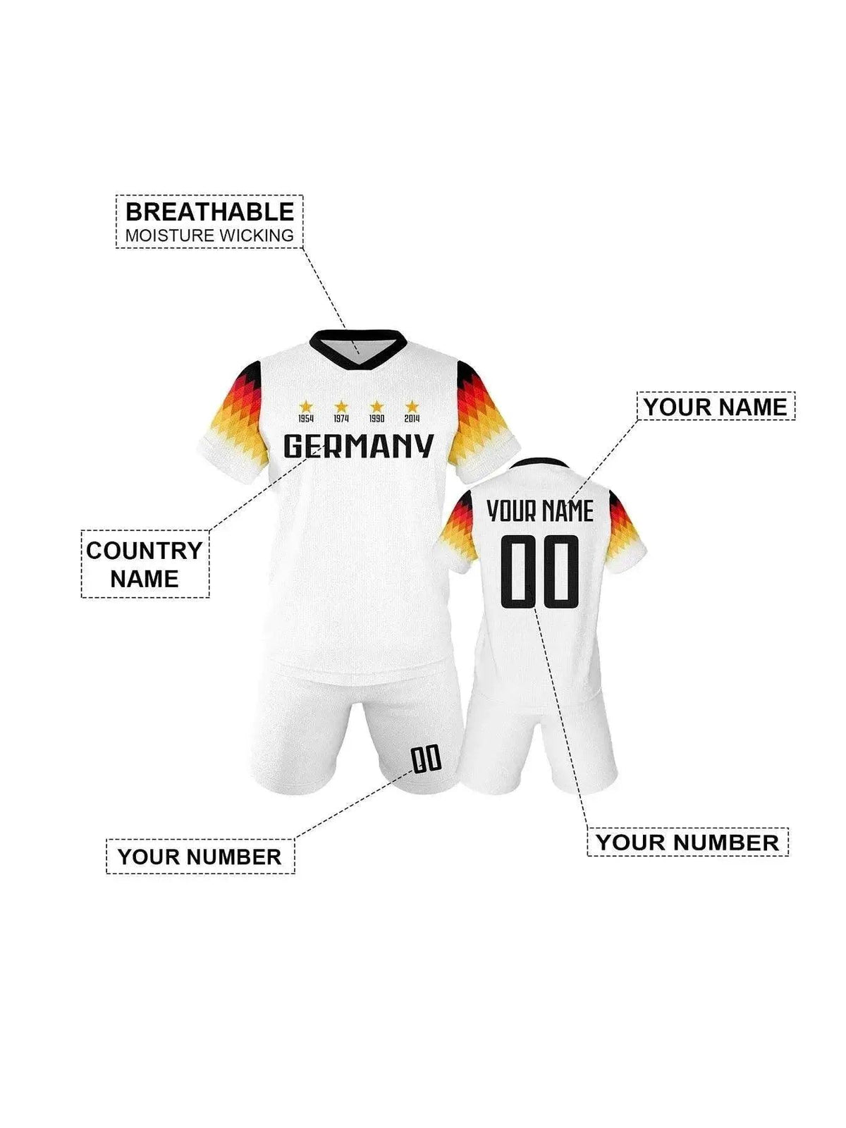  Personalized Kids Soccer Jersey - Custom Germany Football Shirt with Name & Number for School Team, Club, and Training -  ToylandEU™