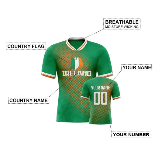  Custom Ireland Soccer Jersey Unisex Short Sleeve Polyester With Printed Name And Number -  ToylandEU™