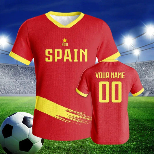  Custom Spain Soccer Jersey With Printed Name And Number Unisex Knit Football Shirt Breathable Quick Dry -  ToylandEU™