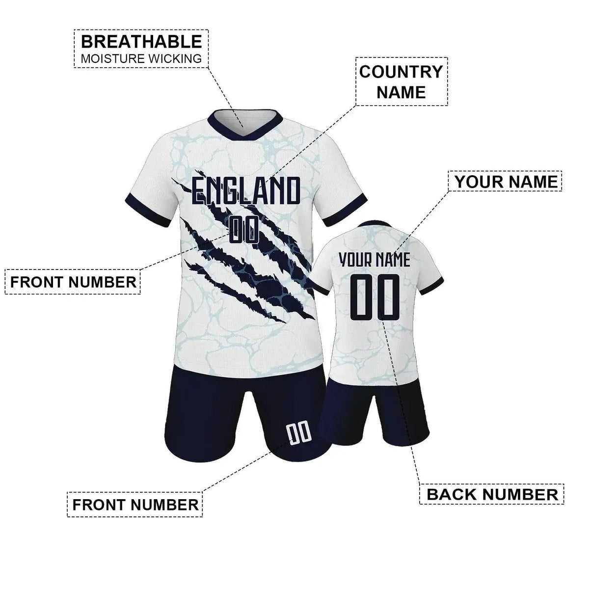  Custom Youth Soccer Jersey Set With Name And Number, Unisex Knit Kit For Ages 3-14 -  ToylandEU™