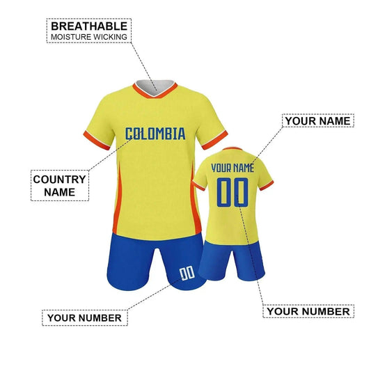  Personalized Colombia Soccer Kit for Kids - Custom Name & Number Football Jersey Uniforms for Training and Play -  ToylandEU™