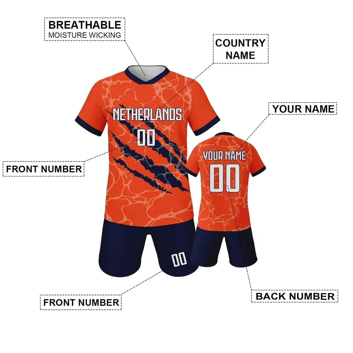  Kids Custom Portugal Netherlands Soccer Jersey Short Set Green Personalize With Name And Number -  ToylandEU™