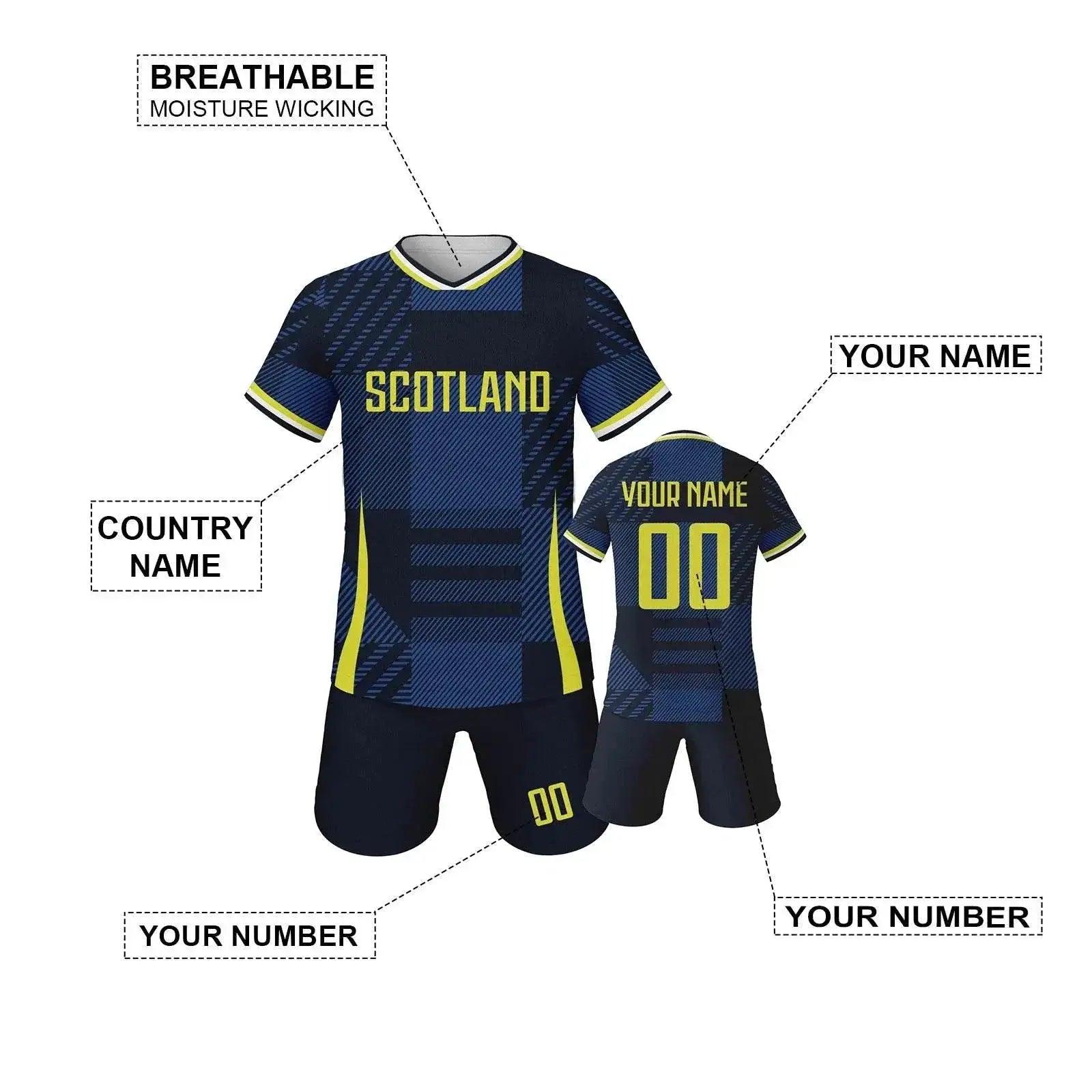  Personalized Scotland Youth Soccer Jersey - Custom Name & Number Football Kit for Kids 3-14Y, Quick-Drying Tracksuit -  ToylandEU™