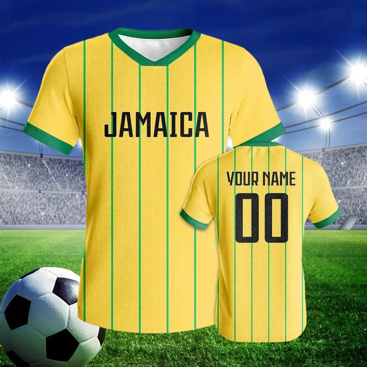 Personalized Quick-Dry Jamaica Soccer Jersey for Youth and Adults - Custom Name and Number Sports Team Training Kit -  ToylandEU™
