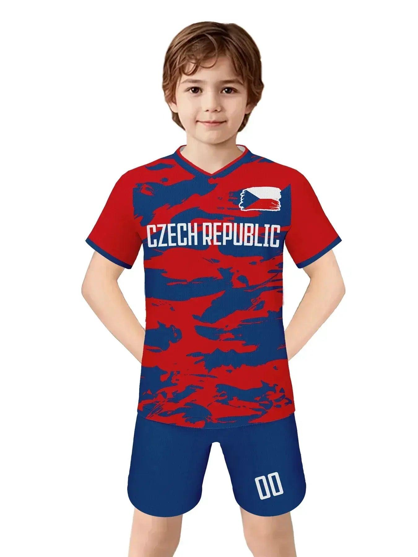  Custom Czech Republic Kids Football Jersey Shorts Kit Unisex With Name And Number -  ToylandEU™