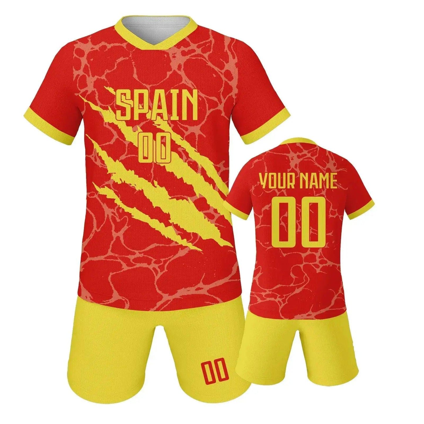  Custom Spain Soccer Jersey Set With Name And Number For Youth Ages 3 Through 14 Includes Jersey And Shorts Knit Fabric -  ToylandEU™