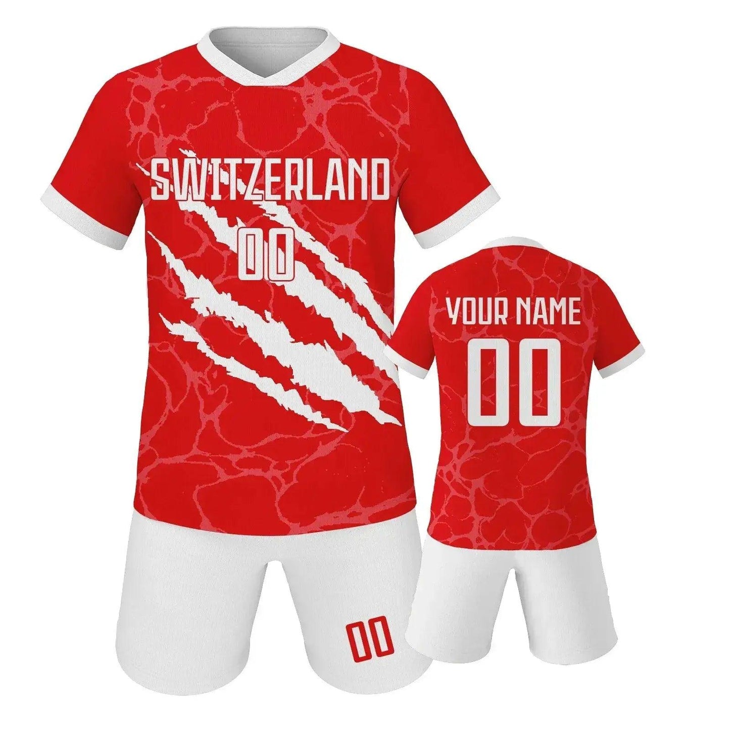  Custom Spain Soccer Jersey Set With Name And Number For Youth Ages 3 Through 14 Includes Jersey And Shorts Knit Fabric -  ToylandEU™