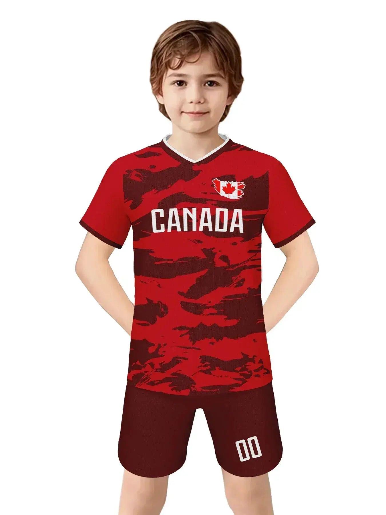  Customizable Kids Soccer Jersey Set With Short Sleeve Shirt And Matching Shorts Youth Football Training Kit Knit Fabric -  ToylandEU™