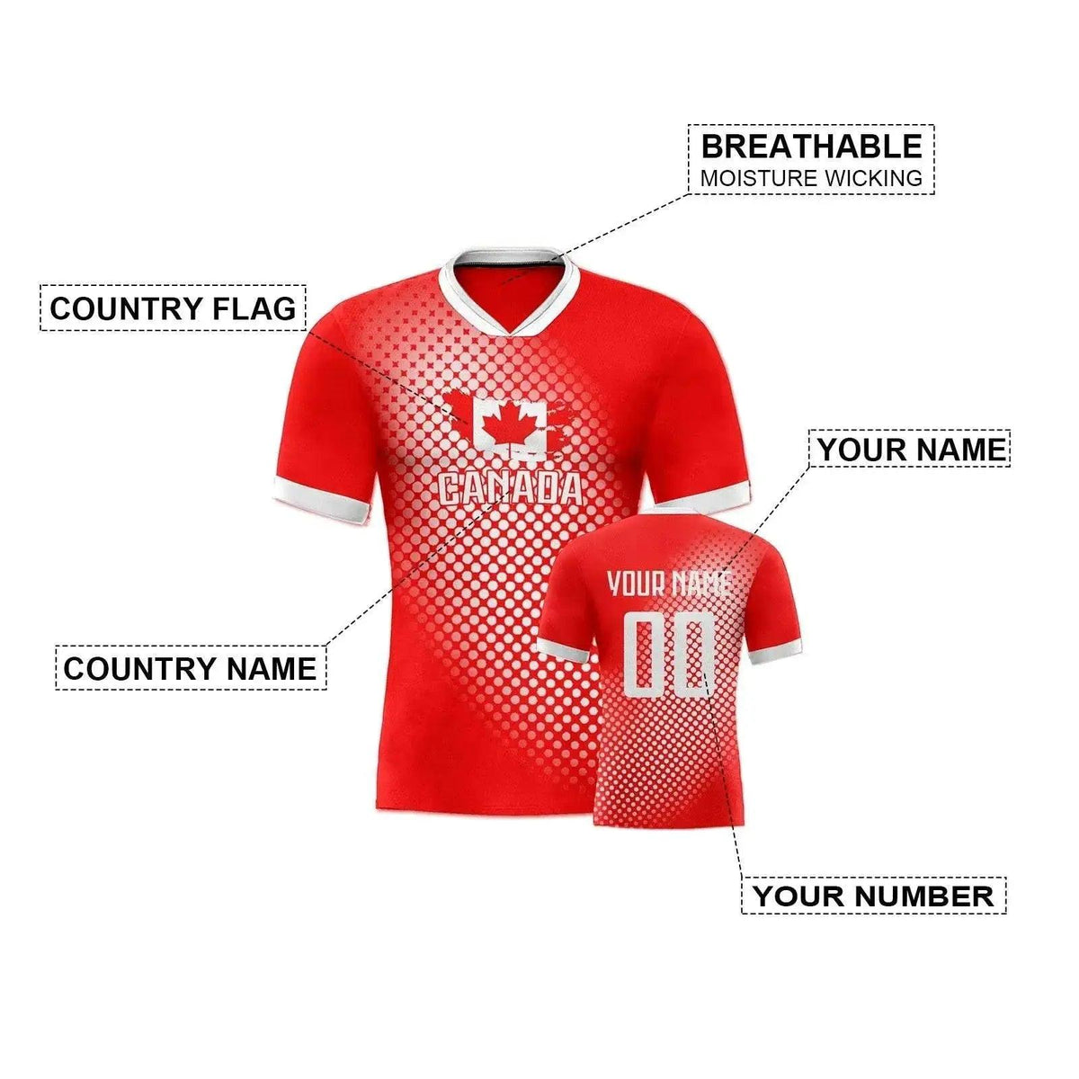  Personalized Canada Soccer Jersey - Customizable Name & Number, Breathable Team Uniform for Men, Women, and Youth Fans -  ToylandEU™