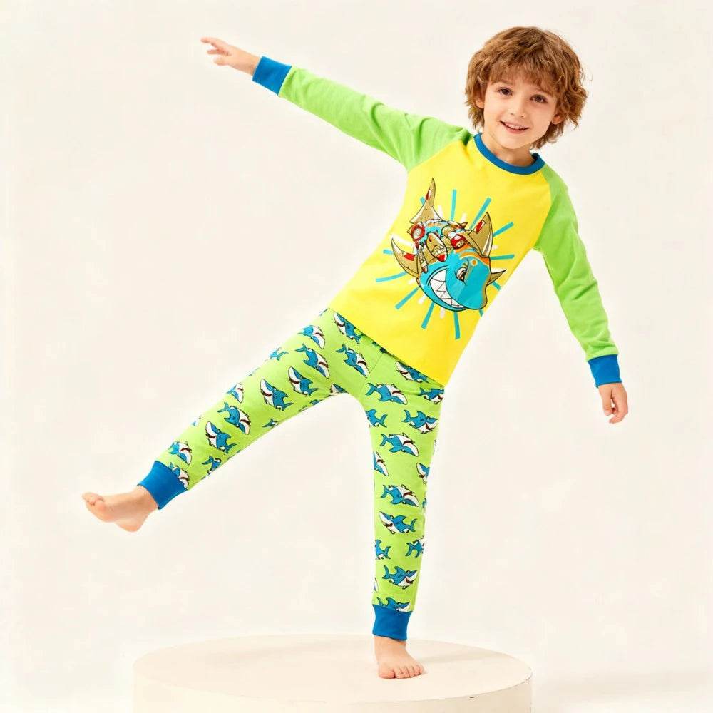 Soft 100 Percent Cotton Kids Pajama Set With Animal Embroidery For Boys And Girls - ToylandEU