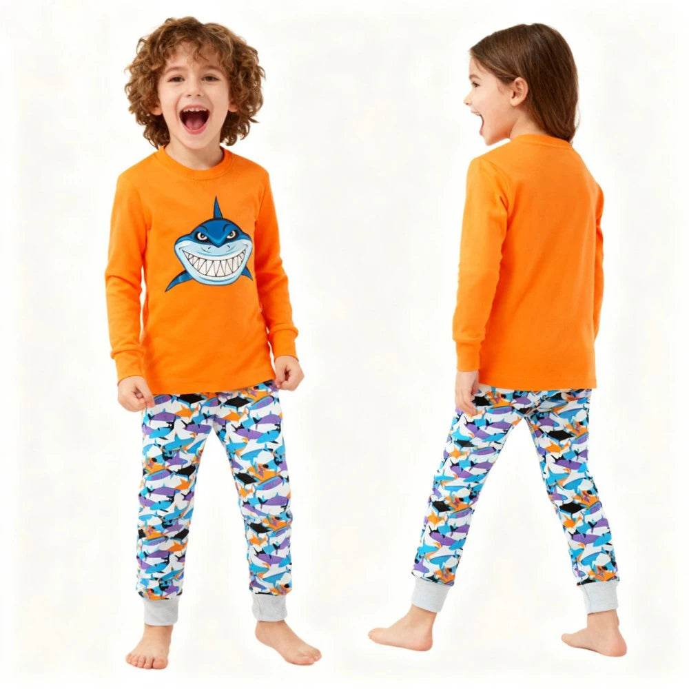 Soft 100 Percent Cotton Kids Pajama Set With Animal Embroidery For Boys And Girls - ToylandEU