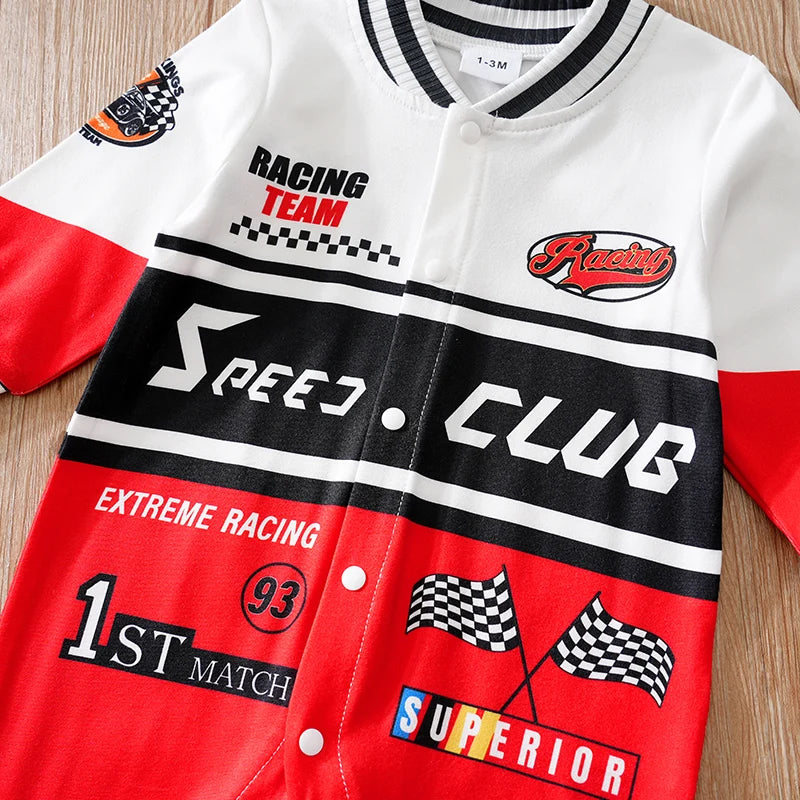 Soft And Comfortable Baby Jumpsuit With Long Sleeves In Outdoor Racing Style For Unisex Newborns In Spring And Autumn - ToylandEU