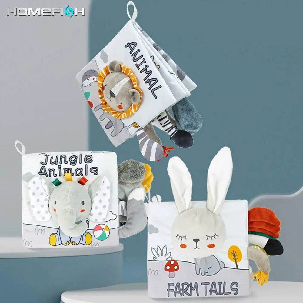 Soft Baby Books 3D Touch Feel High Contrast Cloth Book Montessori Sensory Early Learning Stroller Toys for Infant Toddler Gifts - ToylandEU