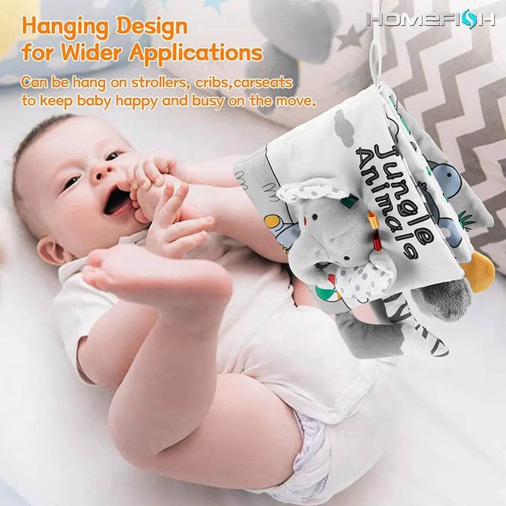 Soft Baby Books 3D Touch Feel High Contrast Cloth Book Montessori Sensory Early Learning Stroller Toys for Infant Toddler Gifts - ToylandEU