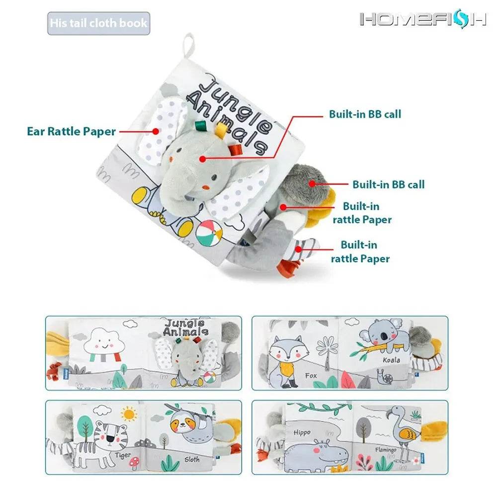 Soft Baby Books 3D Touch Feel High Contrast Cloth Book Montessori Sensory Early Learning Stroller Toys for Infant Toddler Gifts - ToylandEU