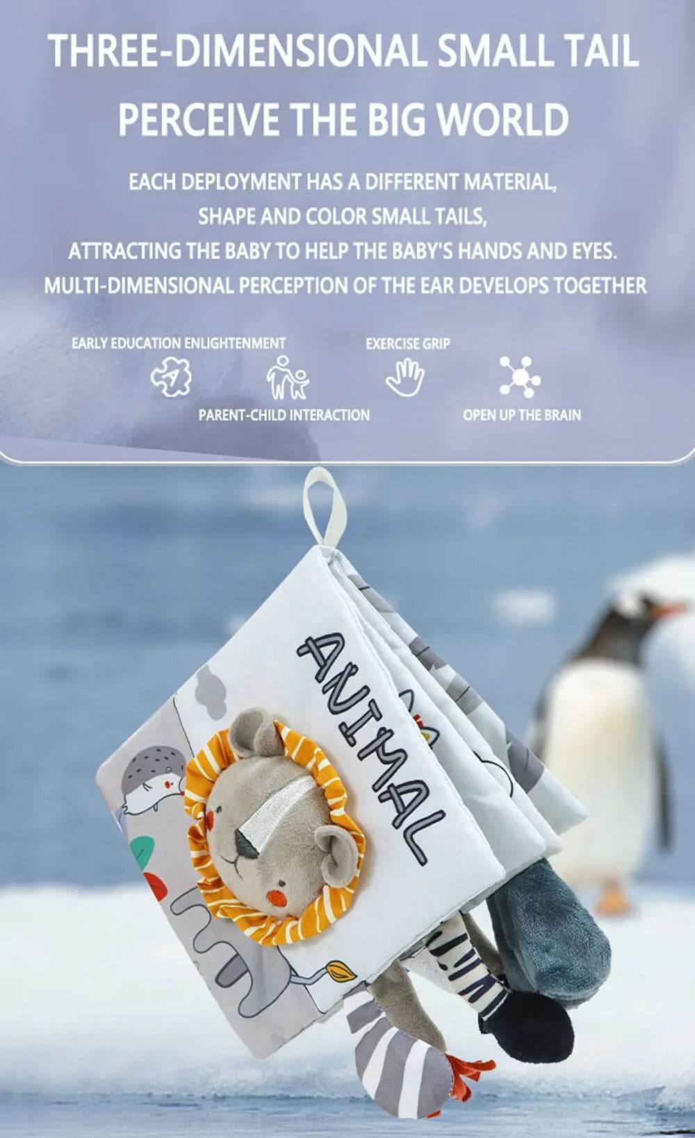 Soft Baby Books 3D Touch Feel High Contrast Cloth Book Montessori Sensory Early Learning Stroller Toys for Infant Toddler Gifts - ToylandEU