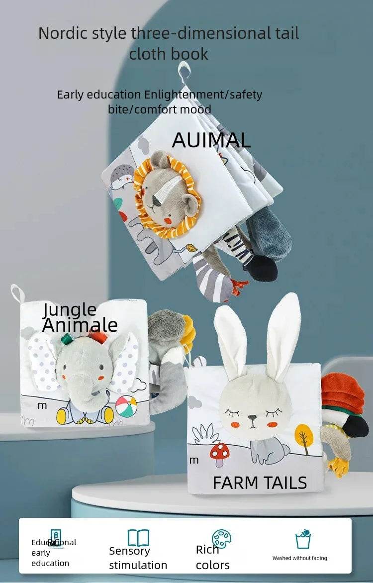 Soft Baby Books 3D Touch Feel High Contrast Cloth Book Early Learning Montessori Sensory Stroller Toys for Infant Toddler Gifts - ToylandEU