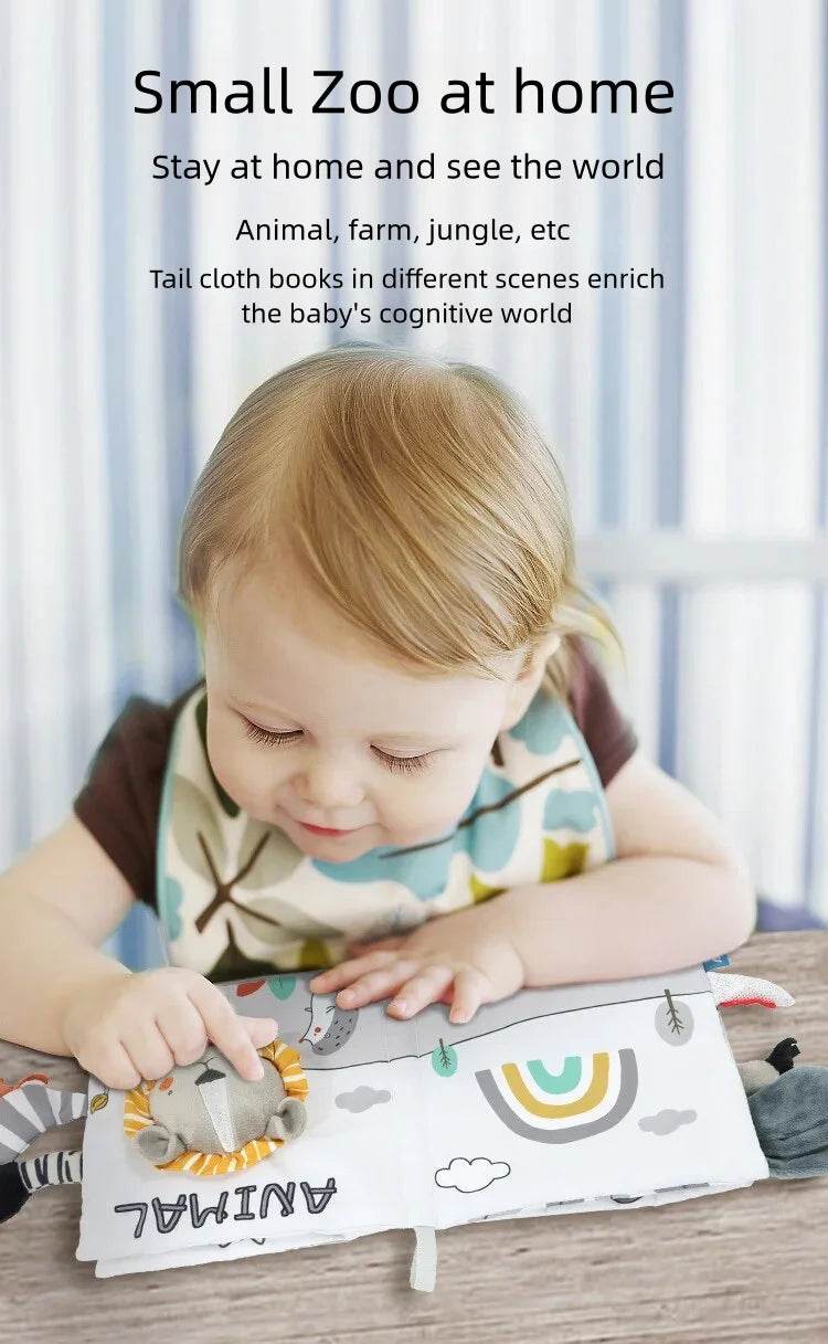 Soft Baby Books 3D Touch Feel High Contrast Cloth Book Early Learning Montessori Sensory Stroller Toys for Infant Toddler Gifts - ToylandEU