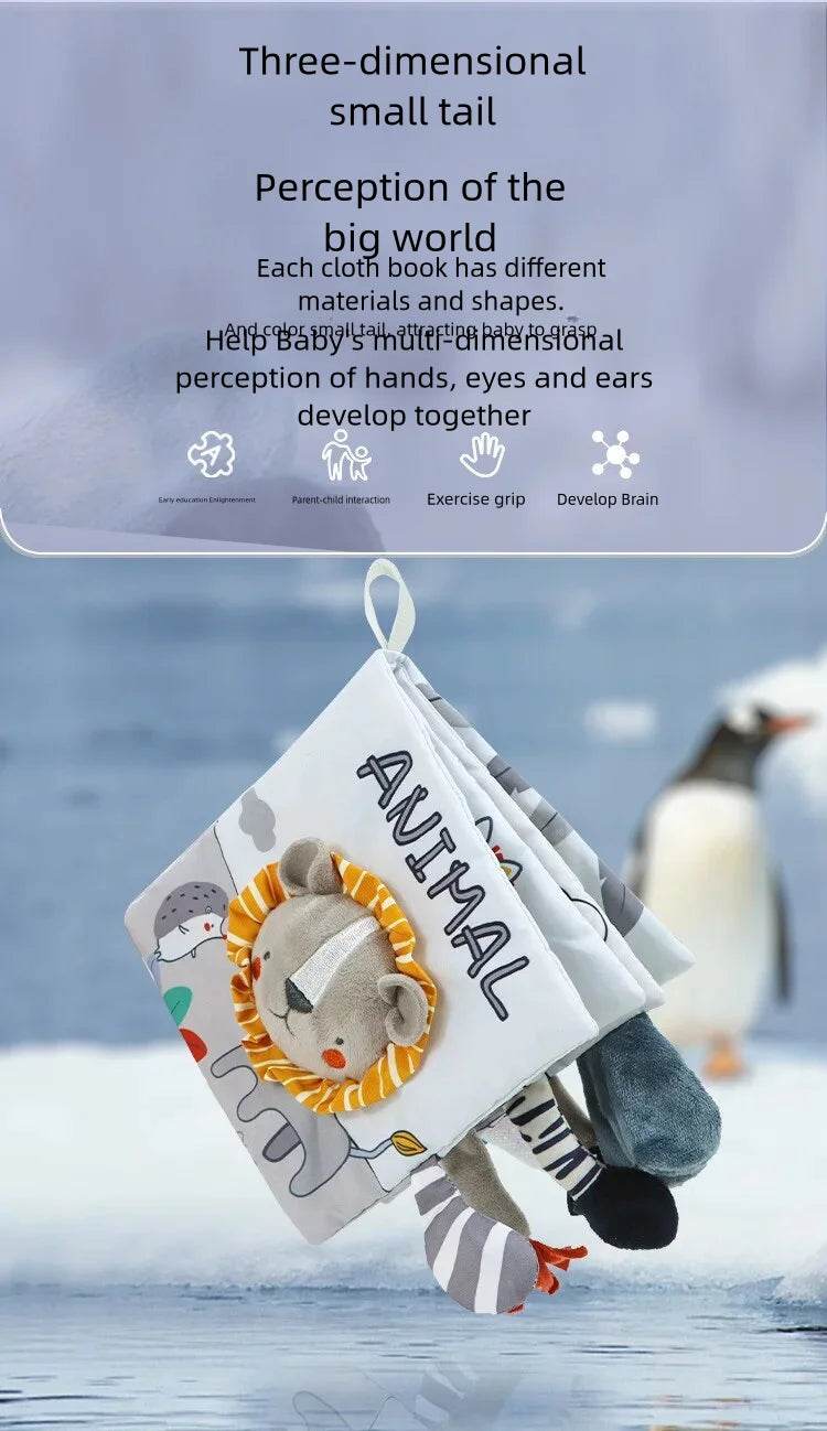 Soft Baby Books 3D Touch Feel High Contrast Cloth Book Early Learning Montessori Sensory Stroller Toys for Infant Toddler Gifts - ToylandEU