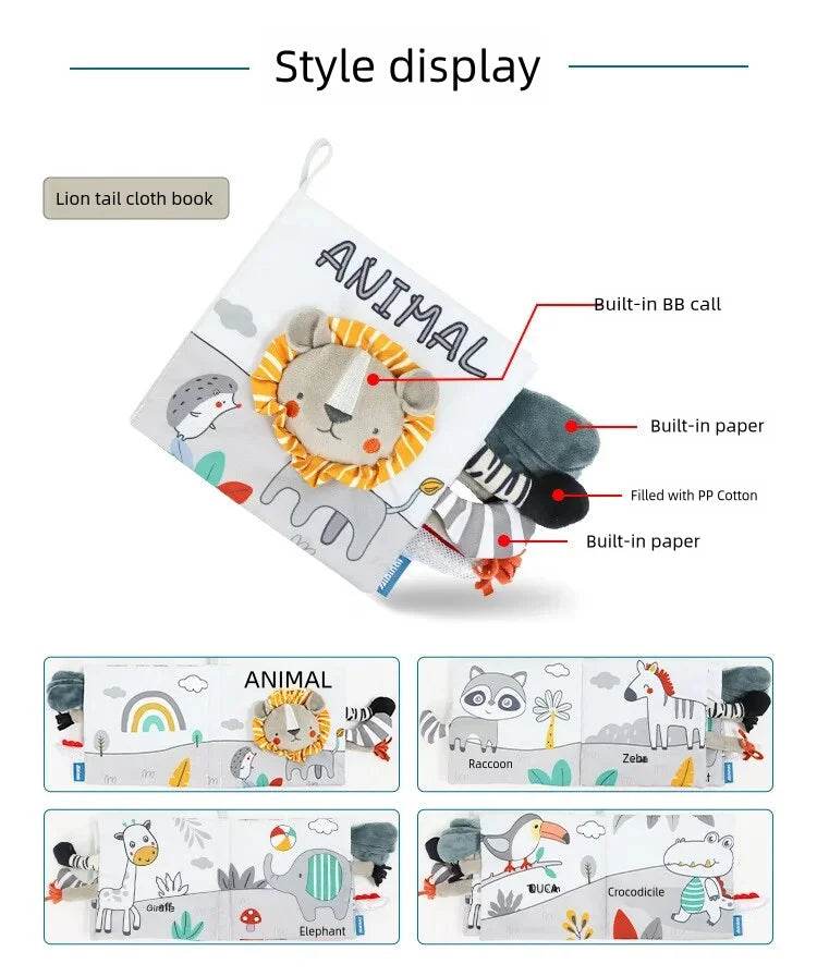 Soft Baby Books 3D Touch Feel High Contrast Cloth Book Early Learning Montessori Sensory Stroller Toys for Infant Toddler Gifts - ToylandEU