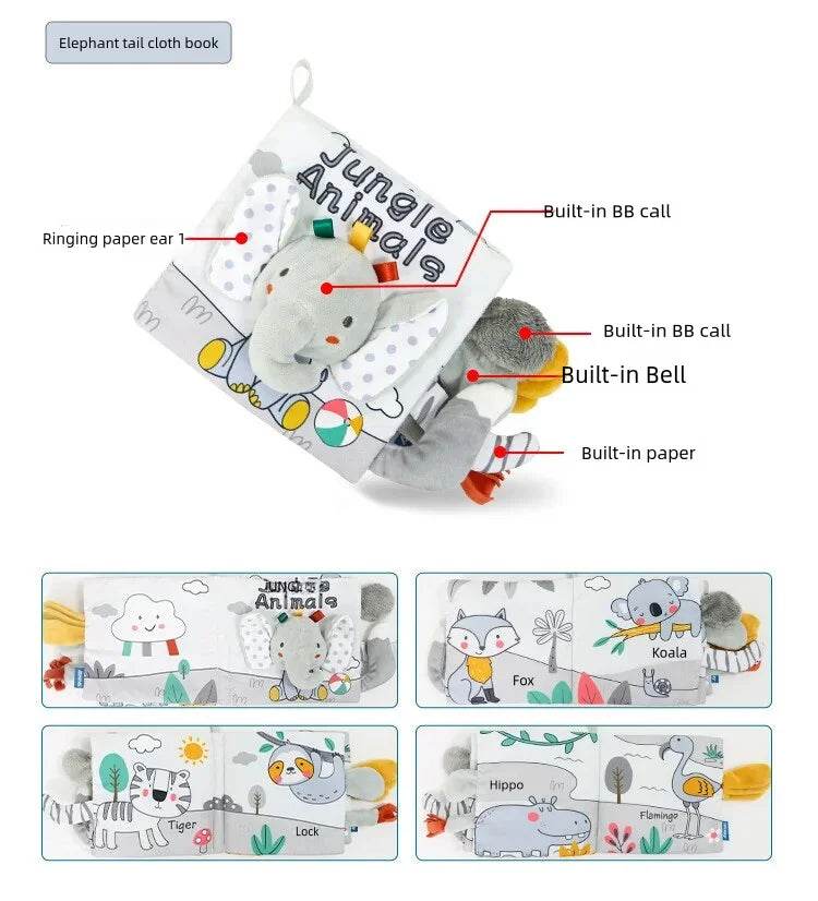 Soft Baby Books 3D Touch Feel High Contrast Cloth Book Early Learning Montessori Sensory Stroller Toys for Infant Toddler Gifts - ToylandEU