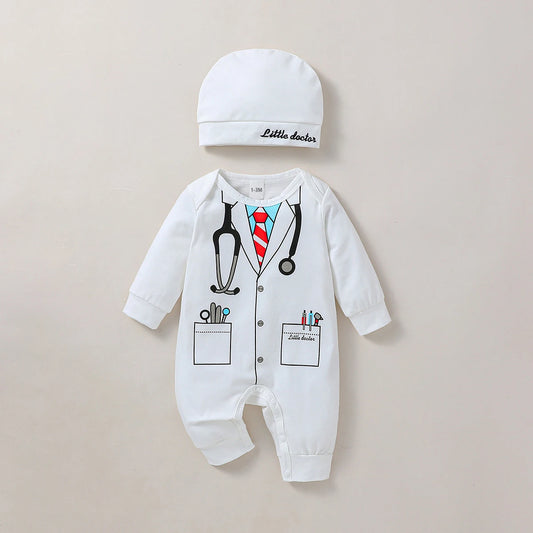 Soft Baby Jumpsuit Set With Hat All Season Long Sleeve Pullover Romper For Newborns - ToylandEU