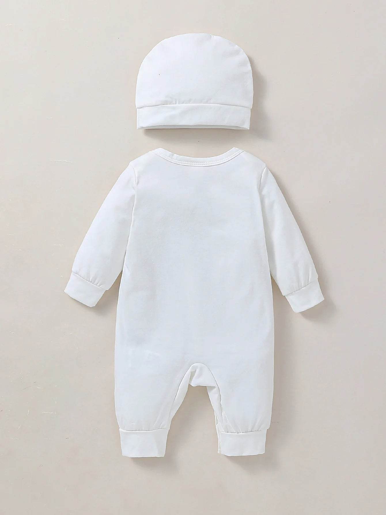 Soft Baby Jumpsuit Set With Hat All Season Long Sleeve Pullover Romper For Newborns - ToylandEU