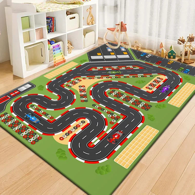 Soft Baby Play Mat Cartoon Road Theme Non Slip Dirt Resistant For Toddlers - ToylandEU