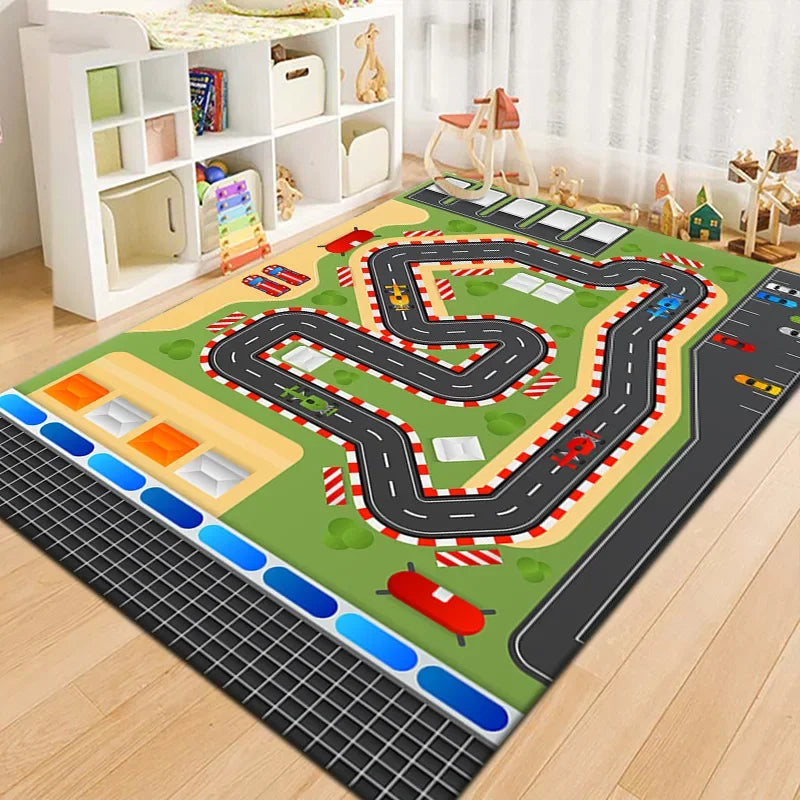 Soft Baby Play Mat Cartoon Road Theme Non Slip Dirt Resistant For Toddlers - ToylandEU
