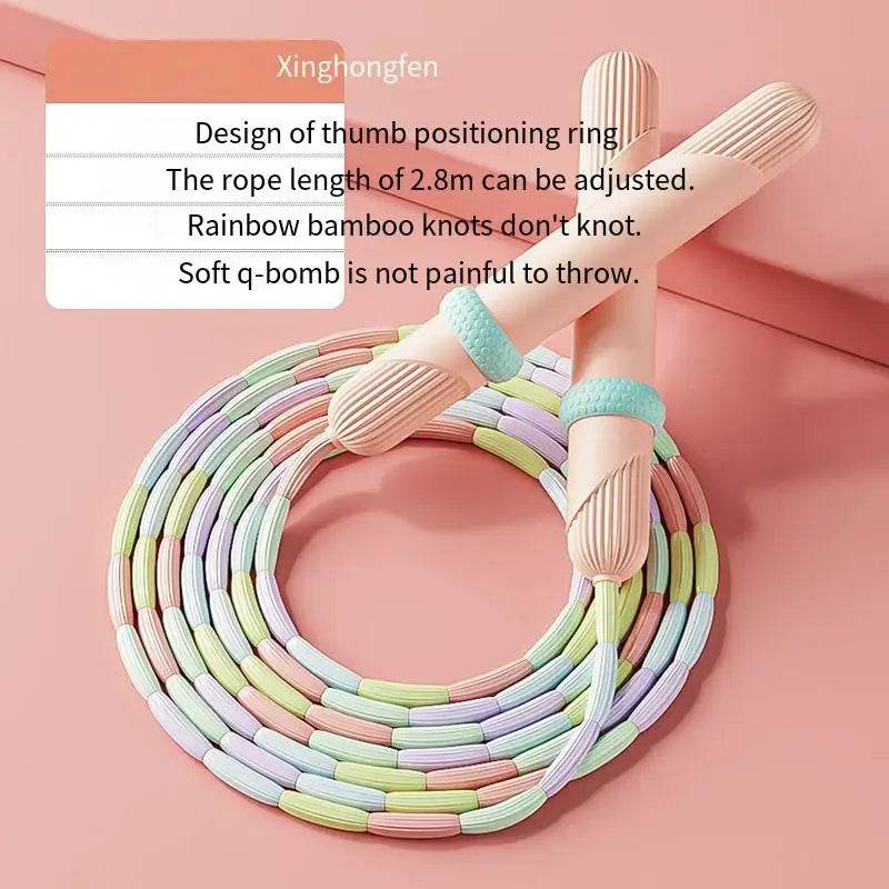Soft Bead Pattern Bamboo Jump Rope for Kindergarten Children with Loose Beads for Fun Balance Training - ToylandEU