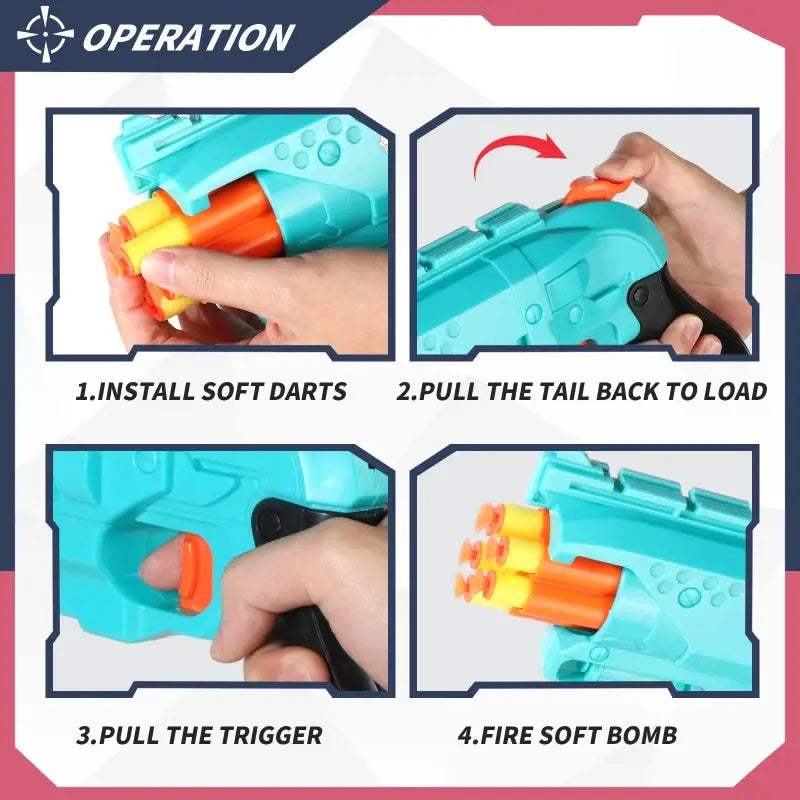 Soft Bullet Gun Nerf Blaster For Kids With Six Shots - ToylandEU