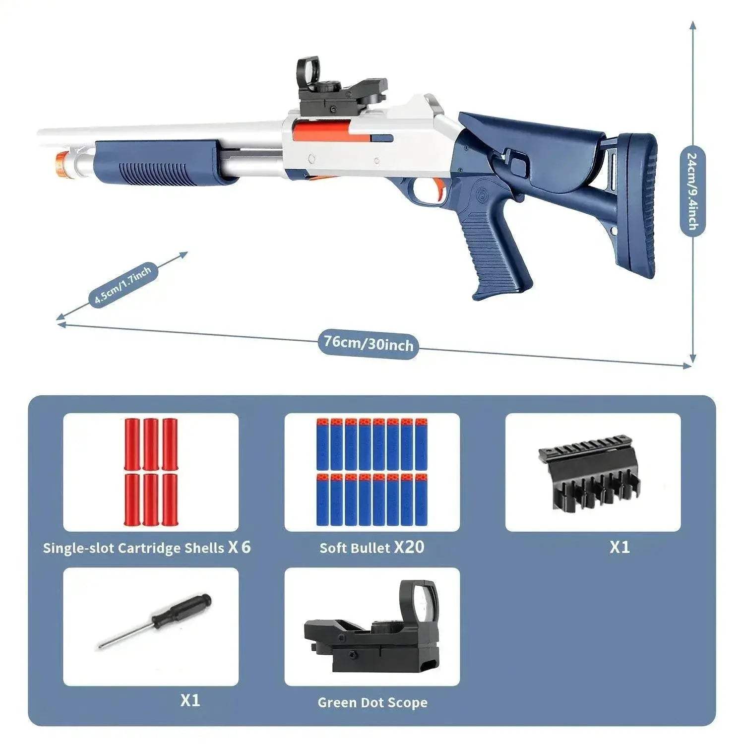  Soft Bullet Toy Gun Shotgun Shell Ejecting 30-Inch -  ToylandEU™