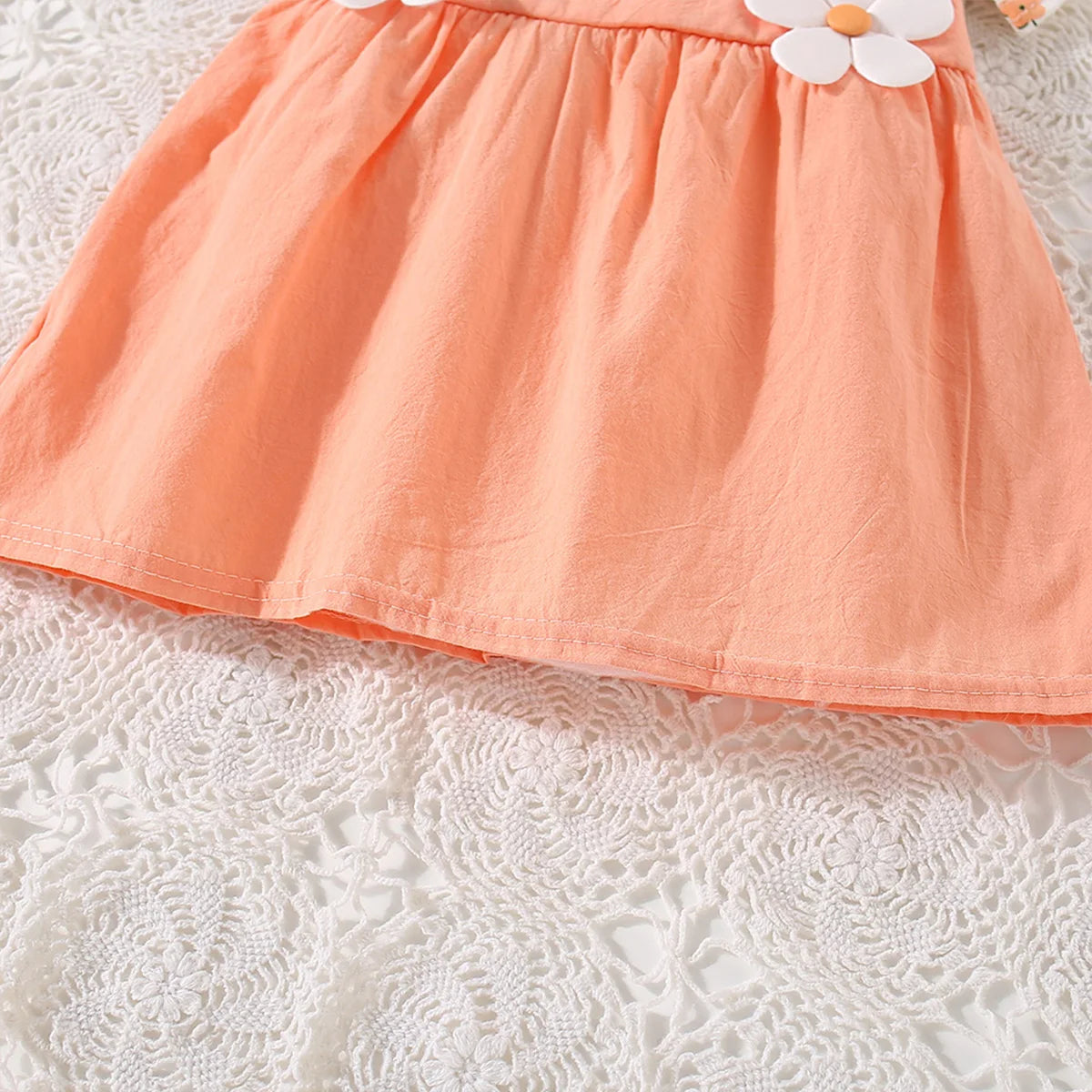 Soft Cotton Baby Girl Dresses Floral Doll Collar Short Sleeves For Baby Girls - ToylandEU