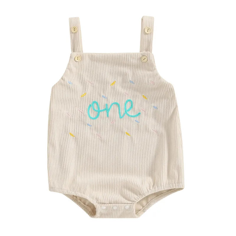 Soft Cotton Baby Romper Unisex Letter Print Sleeveless With Button Closure For First Birthday - ToylandEU