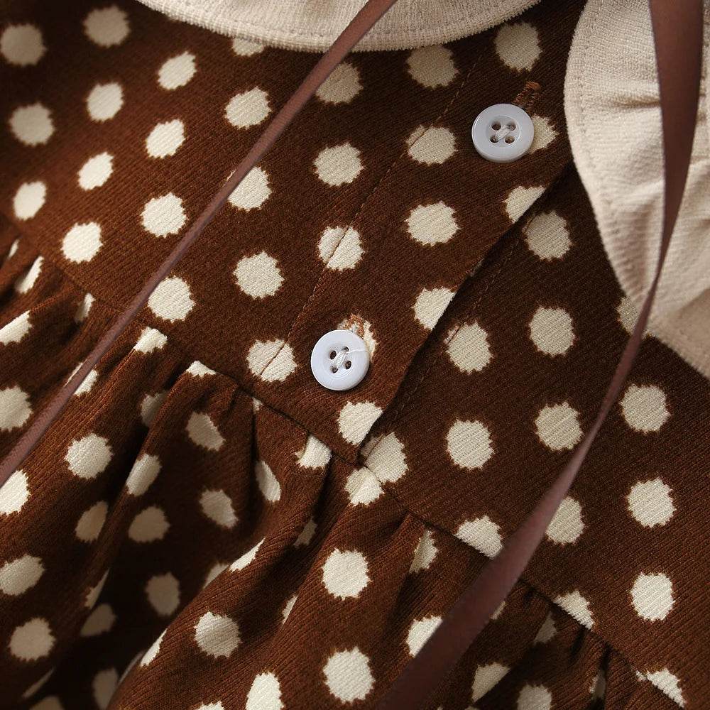 Soft Cotton Dress With Ribbon Bow Dots For Baby Girls - ToylandEU