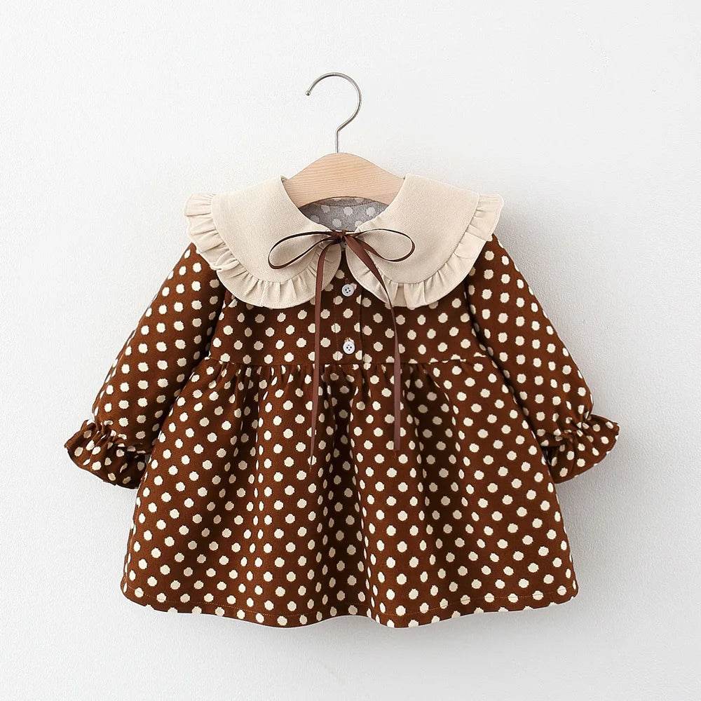 Soft Cotton Dress With Ribbon Bow Dots For Baby Girls - ToylandEU