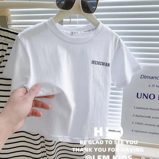 Soft Cotton Girls Clothing Set New Summer Short Sleeve Tee And Stripe Pants Two Piece For Girls Ages Four To Six - ToylandEU