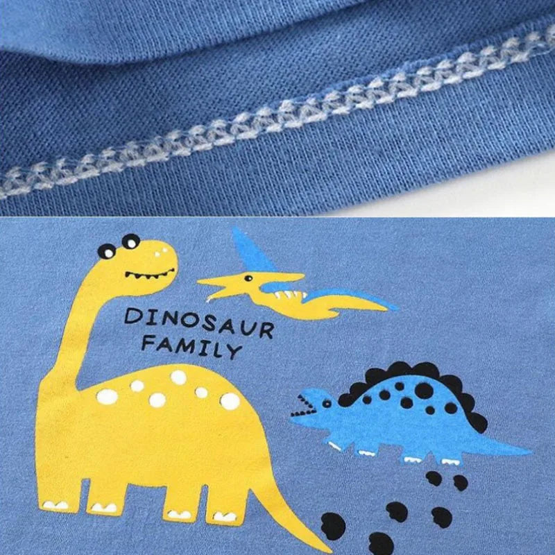 Soft Cotton Kids Pajama Set Cartoon Stripe Tee And Shorts Two Piece Unisex 0 To 6 Years - ToylandEU