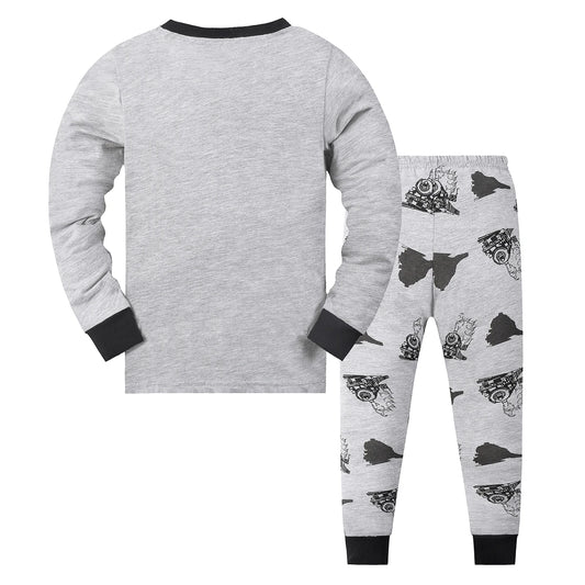 Soft Cotton Polyester Pajama Set Train Cartoon Print Long Sleeve And Long Pants For Boys Aged 2 To 9 - ToylandEU